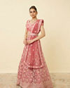Mohey Women Coral Pink Floral Patterned Lehenga