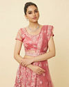 Mohey Women Coral Pink Floral Patterned Lehenga