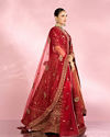 Mohey Women Berry Red Embroidered Bridal Lehenga