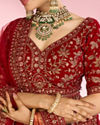 Mohey Women Berry Red Embroidered Bridal Lehenga