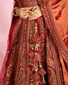 Mohey Women Berry Red Embroidered Bridal Lehenga