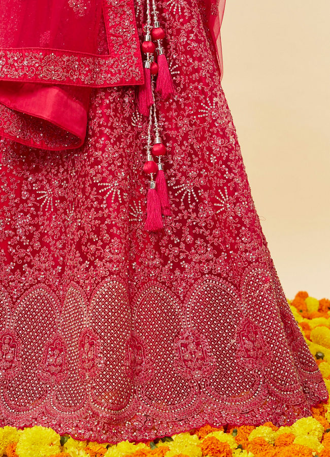 Mohey Women Rani Pink Bel Buti Embroidered and Sequined Lehenga image number 3