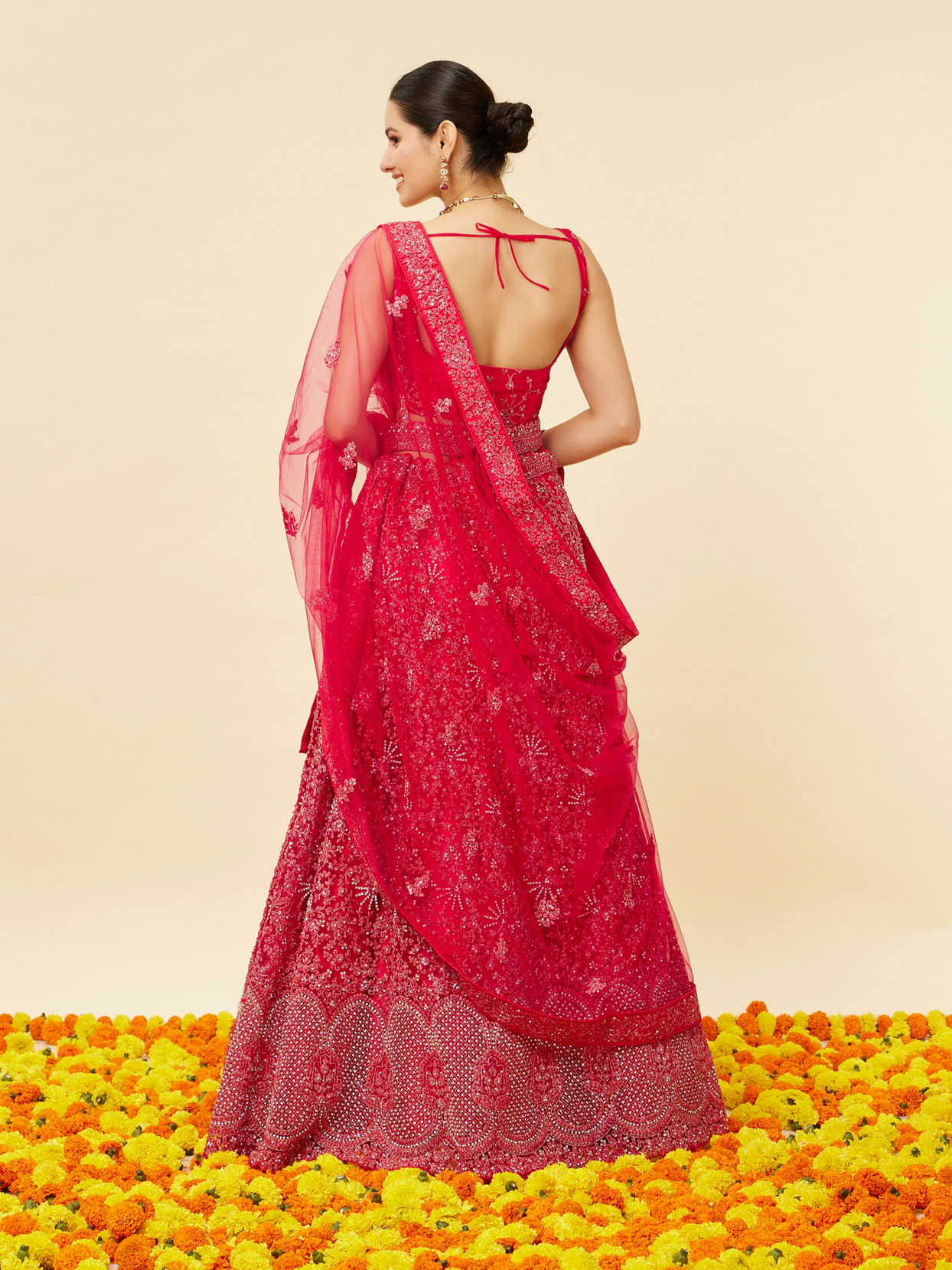 Rani Pink Bel Buti Embroidered and Sequined Lehenga image number 4