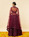 Mohey Women Wine Bel Buti Embroidered and Sequined Lehenga