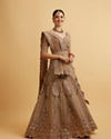 alt message - Mohey Women Golden Fawn Sitara Embroidered Bridal Lehenga image number 2