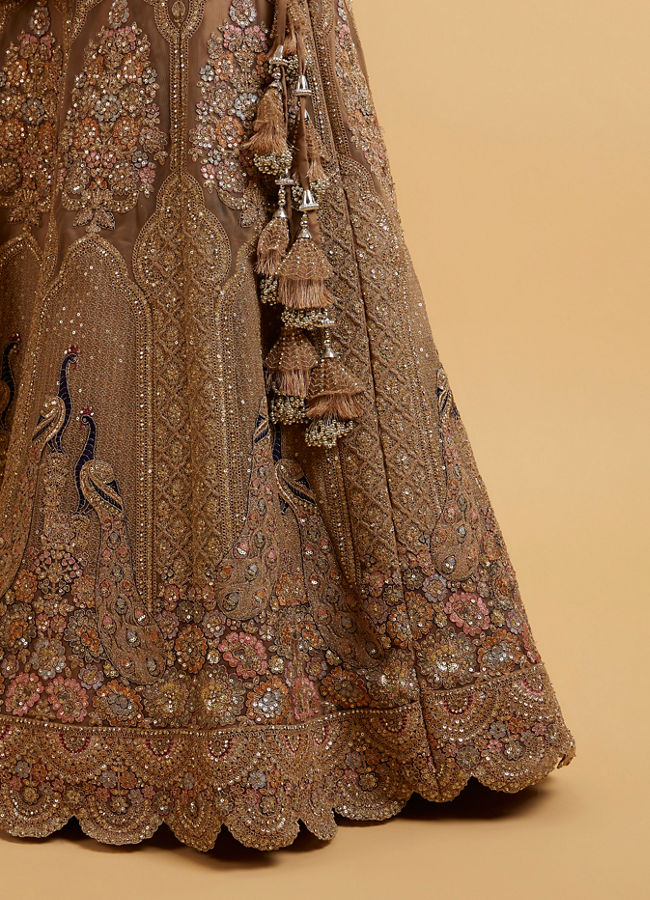 Mohey Women Golden Fawn Sitara Embroidered Bridal Lehenga