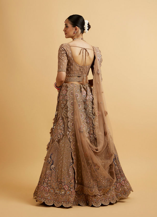 Mohey Women Golden Fawn Sitara Embroidered Bridal Lehenga
