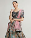Mohey Women Stellar Blue Embroidered Lehenga with Imperial, Floral And Peacock Motifs
