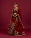 Mohey Women Intricate Embroidered Red Bridal Lehenga image number 2