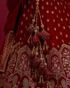 Mohey Women Intricate Embroidered Red Bridal Lehenga image number 4