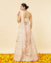 Mohey Women Cream Pink Floral Embroidered Lehanga