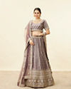 Mauve Purple Aari Embroidered Bridal Lehenga