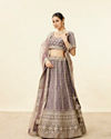 Mohey Women Mauve Purple Aari Embroidered Bridal Lehenga