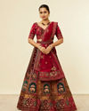 alt message - Mohey Women Maroon Floral Aari Embroidered Lehenga image number 0