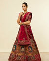 alt message - Mohey Women Maroon Floral Aari Embroidered Lehenga image number 2