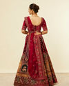 alt message - Mohey Women Maroon Floral Aari Embroidered Lehenga image number 4