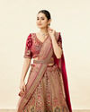 Mohey Women Rich Red Aari Embroidered Bridal Lehenga