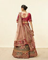 Mohey Women Rich Red Aari Embroidered Bridal Lehenga