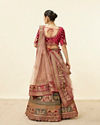 alt message - Mohey Women Rich Red Aari Embroidered Bridal Lehenga image number 5