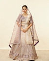 Mohey Women Deep Violet Aari Embroidered Bridal Lehenga
