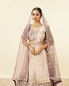 Mohey Women Deep Violet Aari Embroidered Bridal Lehenga