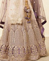 alt message - Mohey Women Deep Violet Aari Embroidered Lehenga image number 3