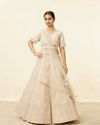 Mohey Women Beige Cream Stone and Sequin Work Bridal Lehenga