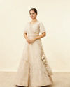 Mohey Women Beige Cream Stone and Sequin Work Bridal Lehenga