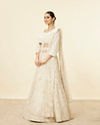 Mohey Women Daisy Cream Floral Embroidered Sequinned Bridal Lehenga