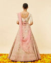 Mohey Women Rose Pink and Light Sea Green Embroidered Bridal Lehenga