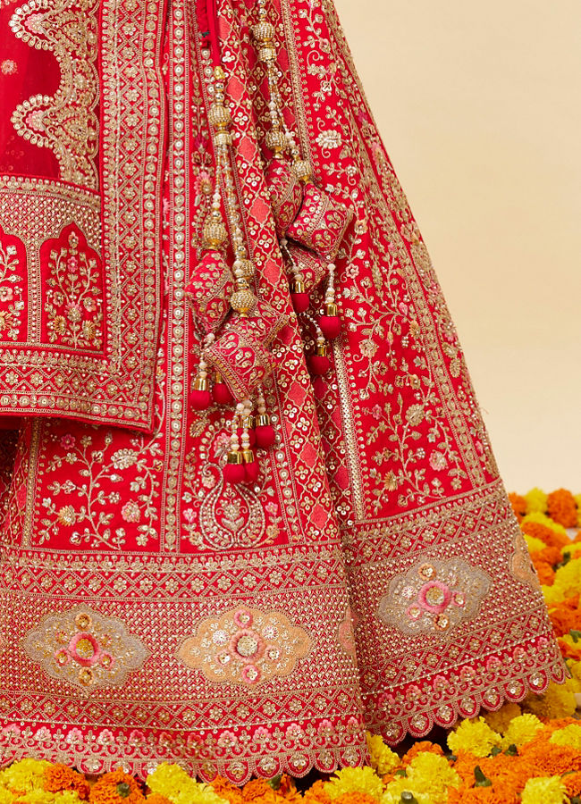 Tomato red bridal on sale lehenga