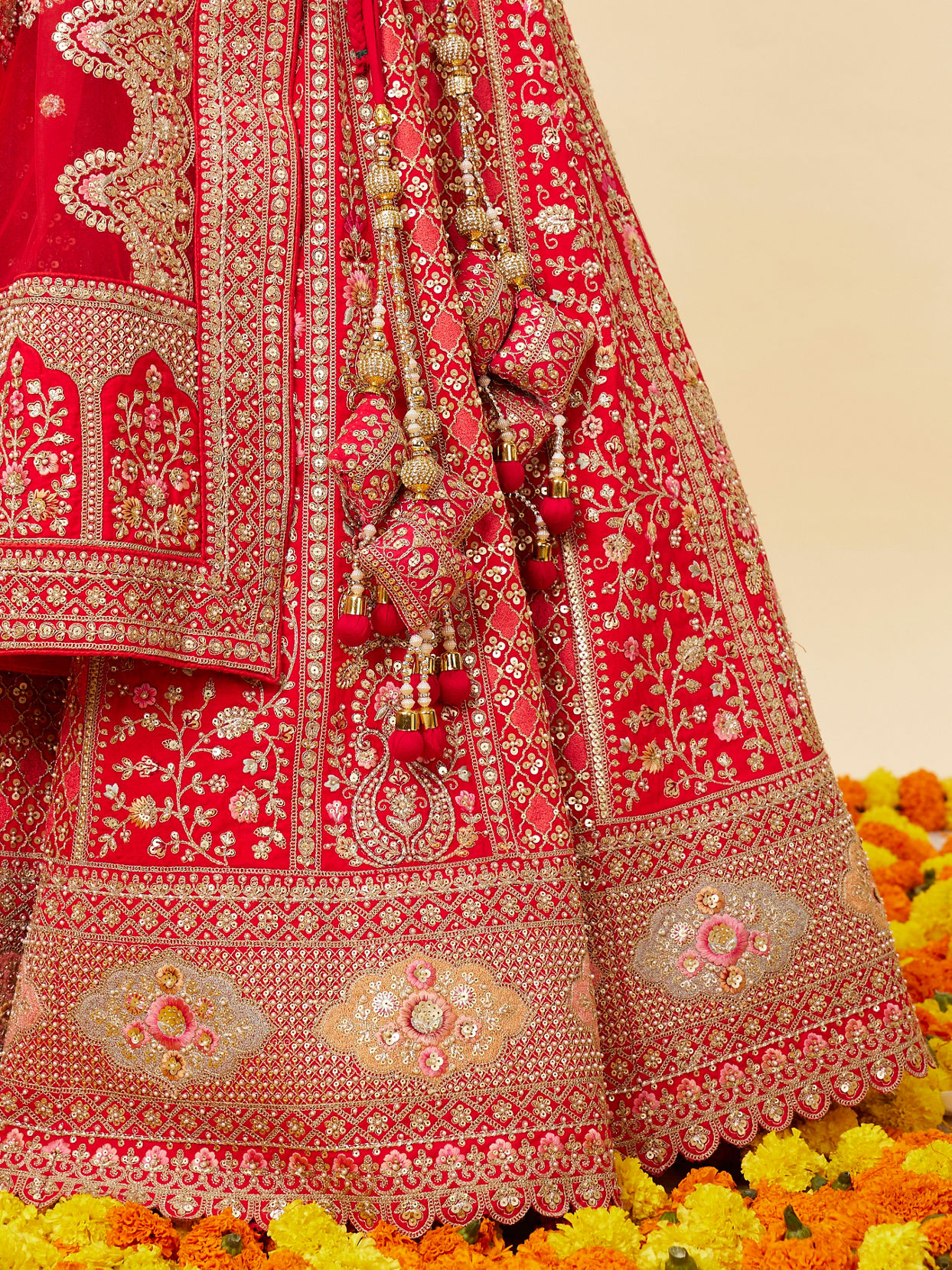 Tomato colour hot sale bridal lehenga