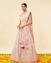 Mohey Women Blush Pink Rhinestone and Sitara Embroidered Bridal Lehenga