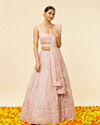 Blush Pink Rhinestone and Sitara Embroidered Bridal Lehenga