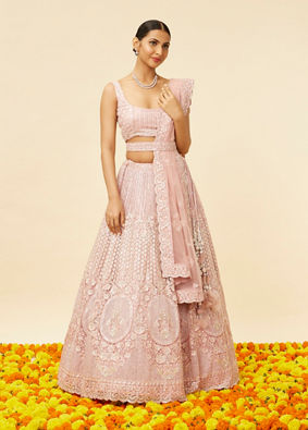 Blush Pink Rhinestone and Sitara Embroidered Bridal Lehenga image number 0