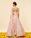 Mohey Women Blush Pink Rhinestone and Sitara Embroidered Bridal Lehenga