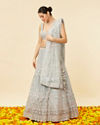Mohey Women Powder Blue Rhinestone and Sitara Embroidered Bridal Lehenga