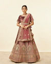 Mohey Women Deep Mahogany Brown Aari Embroidered Bridal Lehenga