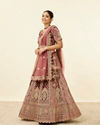Mohey Women Deep Mahogany Brown Aari Embroidered Bridal Lehenga
