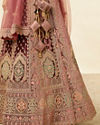 Mohey Women Deep Mahogany Brown Aari Embroidered Bridal Lehenga
