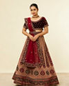 Mohey Women Fawn Bel Buti Patterned Bridal Lehenga image number 0