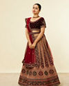 Mohey Women Fawn Bel Buti Patterned Bridal Lehenga image number 2