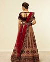 Mohey Women Fawn Bel Buti Patterned Bridal Lehenga image number 4