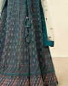 alt message - Mohey Women Teal Blue Harlequin Pattern Moti Work Lehenga image number 3