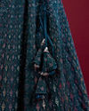 Mohey Women Teal Blue Harlequin Pattern Moti Work Lehenga