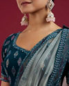 Mohey Women Teal Blue Harlequin Pattern Moti Work Lehenga