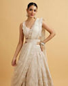 Mohey Women Dark Cream Floral Paisley Embroidered Bridal Lehenga with Round Trimmed Latkans