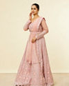 Mohey Women Shell Pink Floral Aari Embroidered Bridal Lehenga