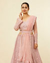Mohey Women Shell Pink Floral Aari Embroidered Bridal Lehenga