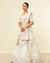 alt message - Mohey Women Cream Floral Sitara Embroidered Lehenga with Round Trimmed Latkans image number 2